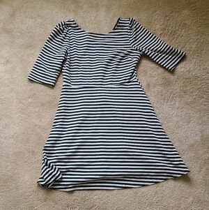Pixley Black and White Striped Fit-and-Flare Dress
